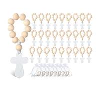 JANZU 36 Pièces Chapelet en Bois Perles avec en Blanche pour Baptême Communion Confirmation Baby Shower Douche Nuptiale