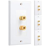 JANZU Lot de 4 plaques murales simples pour haut-parleur 1.0 (fiche banane) pour 1 haut-parleur, blanc