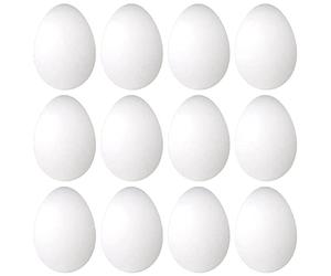 JANZU Paquet de 12 3 Pouces Mousse D'Oeuf de Pâques Blanc PolystyrèNe Oeuf Artisanat Mousse D'Oeuf PolystyrèNe Naturel Mousse D'Oeuf à la Main Boule D'Oeuf