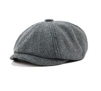 JAOAJ Casquette Beret Gavroche Homme Hiver, Casquette Souples Plate Flat Caps,Herringbone Tweed Gatsby Hat Chapeau Newsboy Cap