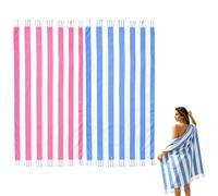 JAODFK Lot de 2 serviettes de plage turques en coton légères qui ne font pas coller le sable - Serviettes de plage à séchage rapide - Accessoires pour la natation, le camping, les vacances d'été