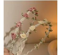 JAONLD 2 Pièces Couronne Fleur Cheveux Bandeau Femme avec des Perles et des Roses,Couronne de Fleurs pour Cheveux Serre Tete Femme pour Ornement Party Festival Beach Travle Mariage Accessoires