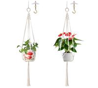 JAONLD 2 Pièces Pot Suspendu Plante Interieur Tissée à la Main Suspension Plante Suspension Macramé pour avec 2 Crochets de Plafond pour Les Balcons, Les Salles D'étude, Les Salles de Bains