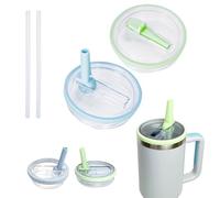 JAONLD 2 Pièces Remplacement de Couvercle pour 40 oz,Couvercles de Tasse Réutilisables Anti-Fuite et Anti-Poussière avec 2 Pièces Paille,Stanley Cup Couvercle Remplacement(Bleu clair,Vert clair)