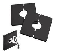 JAONLD 2 Pièces Rosace Mitigeur Douche Cache Tuyaux Carrés Autocollants en Plastique PVC Utilisé pour Couvrir les Fils Electriques, les Robinets, les Tuyaux et les Trous Dans les Murs (Noir)