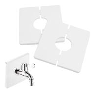 JAONLD 2 Pièces Rosace Mitigeur Douche Cache Tuyaux Carrés Autocollants en Plastique PVC Utilisé pour Couvrir les Fils Electriques, les Robinets, les Tuyaux et les Trous Dans les Murs (Blanc)