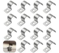 JAONLD 20 Pièces Fixation Grillage Rigide sur Mur Cavalier Cable Electrique Fixation pour Tube Attache Fixation 304 Acier Inoxydable Epaissi U Tube Pince pour la Fixation Câbles, Fils et Tuyaux (16mm)