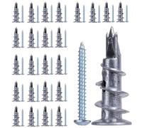 JAONLD 25 Pièces Cheville Placo, Durable Cheville Beton, Forte Capacité de Charge Vis Placo, Cheville Carreau de Platre en Métal, Pour Fixation Dans Pierre, Brique, Béton, Plaques Plâtre