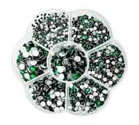 JAONLD 2500 Pcs Hotfix Hot Fix Perles à Strass 7 Tailles 1,5-4,8 mm Strass Thermocollant pour Vetement Hotfix Thermocollant pour Vêtements, Chaussures, Cadeaux Artisanaux DIY (Vert)
