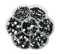 JAONLD 2500 Pcs Hotfix Hot Fix Perles à Strass 7 Tailles 1,5-4,8 mm Strass Thermocollant pour Vetement Hotfix Thermocollant pour Vêtements, Chaussures, Cadeaux Artisanaux DIY (Noir)