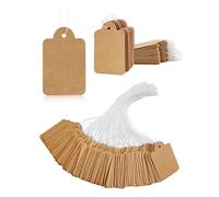 JAONLD 500 Pièces Etiquette Prix Etiquette Kraft avec Ligne 2.8 * 4.5 cm,étiquette Prix pour Vêtements Vide pour écrire pour les Présentoirs de Bijoux,de Vêtements et les Marchés aux Puces(Brun)