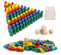 JAONLD 80 Pièces Jeux de Dames de Jeu de Société et 5 dés Apportez Un Sac