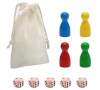 JAONLD 80 Pièces Jeux de Dames Pièces de Jeu de Société et 5 Pièces dés Apportez Un Sac,Pièces de Jeux de Société pour Toute la Famille,Echecs en Bois Jeu Remplacements de Pièces de Société