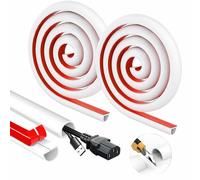 JAONLD Cache Cable Goulotte Auto Adhési 15×10mm 2 M Blanc Mini Goulottes de Câbles, Cache câble Demi Rond, Cache Câble en PVC Souple Peut Etre Recadré pour Cacher Câbles, Ffils et Câbles Réseau