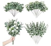 JAONLD Eucalyptus Artificiel 30 Pièces Feuillage Artificiel Feuille Eucalyptus Plantes Artificielles Branche Decorative pour Decoration Maison, Mariage Cuisine Composition Florale de Bureau