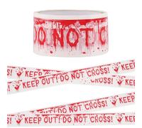 JAONLD Halloween Ruban de Signalisation Blanc Rouge Ruban d'Avertissement Facile à Utiliser Horror Barrier Tape pour Fiesta de Halloween, Décoration sur le Thème de l'Horreur (48×250cm)