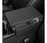 JAONLD Housse de Coussin pour Console Centrale de Voiture Coussin D'accoudoir Voiture en Cuir,Tapis de Boîte D'accoudoir de Voiture Sac de Rangement pour la Plupart des Voitures,Motos et SUV(Noir)