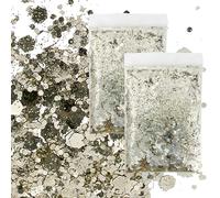JAONLD Paillettes,100 g Paillettes Loisirs Creatifs Poudre Mica,Sequins pour le Visage,la Décoration des Ongles,le Papier,les Cartes,la Manucure,la Fête,le Bricolage(or champagne)