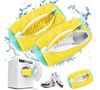 JAONLD Sac de Lavage pour Chaussures,2 Pièces Sac Lavage Chaussures Machine à Laver Réutilisables Filet de Lavage,Machine a Laver à Fermeture éclair pour Protéger Chaussures(Jaune Bleu)