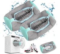JAONLD Sac De Lavage pour Chaussures,2 Pièces Sac Lavage Chaussures Machine à Laver Réutilisables Filet de Lavage,Sac Chaussure Machine a Laver à Fermeture éclair pour Protéger Chaussures(Bleu Gris)