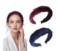 JAONLD Serre Tete Maquillage,2 Pièces Serre Tete Femme Bandeaux Mode pour Femmes,Bandeau Cheveux Femme pour la Maison,L'extérieur,le Sport et le Yoga(Bleu,Bordeaux)