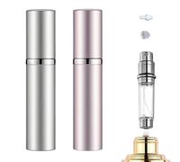 JAONLD Vaporisateur Vide,2 Pièces Vaporisateur Parfum Rechargeable Voyage Vide,Vaporisateur Parfum pour les Voyages,les Femmes et les Hommes(5ML,Argent,Rose)