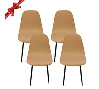 Jaotto Housse de Chaise Scandinave Lot de 4, Housse de Chaise de Salle à Manger Scandinaves Extensible,Jacquard Diagonal Couverture de Chaise Élastique Universel pour Décoration de Maison,Camelot