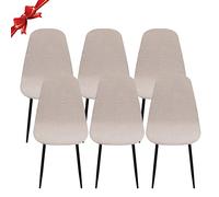 Jaotto Housse de Chaise Scandinave Lot de 6, Housse de Chaise de Salle à Manger Scandinaves Extensible,Jacquard Diagonal Couverture de Chaise Élastique Universel pour Décoration Maison,Lumière Chameau