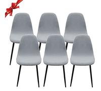 Jaotto Housse de Chaise Scandinave Lot de 6, Housse de Chaise de Salle Manger Scandinaves Extensible,Jacquard Diagonal Couverture Chaise Élastique Universel pour Décoration Maison, Lumière Gris Clair