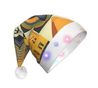 JaoXer Ancient Egypt Tribe Series Bonnet de Noël à LED pour adultes - Chapeau de fête du Nouvel An, vacances en peluche chaude et confortable, bonnet Merry Beanie