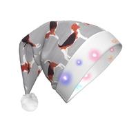 JaoXer Beagle Bonnet de Noël à LED pour adultes - Couvre-chef de fête du Nouvel An, bonnet de Père Noël en peluche chaude et confortable, bonnet Merry Beanie