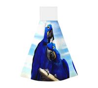 JaoXer Blue Parrot Hugging Lingettes à suspendre en velours corail - Chiffons de nettoyage à séchage rapide pour cuisine, salle de bain, camping et plus encore