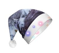 JaoXer Bonnet de Noël à LED pour adultes - Chapeau de fête du Nouvel An, bonnet de Père Noël en peluche chaude et confortable, bonnet Merry Beanie