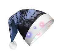 JaoXer Bonnet de Noël à LED pour adultes - Chouette la nuit - Chapeau de fête du Nouvel An, vacances - Bonnet de Père Noël chaud en peluche
