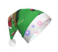 JaoXer Bonnet de Noël endormi à DEL pour adultes - Couvre-chef de fête du Nouvel An, bonnet de Père Noël en peluche chaude et confortable, bonnet Merry Beanie