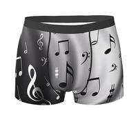 JaoXer Boxer pour homme - Sous-vêtement extensible respirant avec imprimé notes de musique imprimé complet, léger pour un usage quotidien, Noir/blanc, M