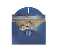 JaoXer Carte de vœux bleue - Cartes vierges imprimées de pêcheurs sur le lac pour anniversaire, mariage, Saint-Valentin, anniversaire de mariage et invitations de fête