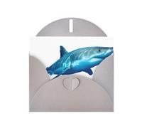 JaoXer Carte de vœux grise - Superbe carte vierge imprimée requin blanc pour anniversaire, mariage, Saint-Valentin, anniversaire de mariage et invitations de fête