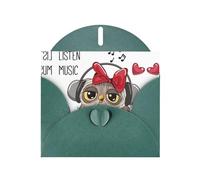 JaoXer Carte de vœux vert foncé - Cartes vierges avec imprimé hibou d'amour pour anniversaire, mariage, Saint-Valentin, anniversaire de mariage et invitations de fête