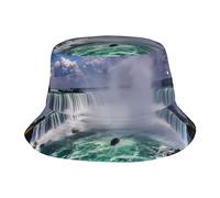 JaoXer Chapeau cloche unisexe Niagara Falls imprimé - Large bord pour la pêche et la plage, pliable, parfait pour les activités de plein air, noir