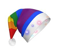 JaoXer Chapeau de Noël à DEL arc-en-ciel pour adultes - Couvre-chef de fête du Nouvel An, vacances - Bonnet de Père Noël chaud en peluche confortable