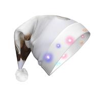 JaoXer Chapeau de Noël à DEL papillon blanc pour adultes - Couvre-chef de fête du Nouvel An, vacances chaudes en peluche Père Noël bonnet confortable, bonnet Merry Beanie