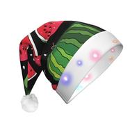 JaoXer Chapeau de Noël à DEL pastèque pour adultes - Couvre-chef de fête du Nouvel An, bonnet de Père Noël en peluche chaude et confortable, bonnet Merry Beanie