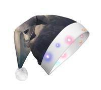 JaoXer Chapeau de Noël à LED rhinocéros pour adultes - Couvre-chef de fête du Nouvel An, vacances - Bonnet de Père Noël en peluche chaude et confortable