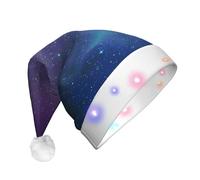 JaoXer Chapeau de Noël interstellaire à DEL pour adultes avec étoiles et galaxie - Chapeau de fête du Nouvel An, bonnet confortable en peluche chaude pour les vacances, bonnet Merry Beanie