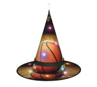 JaoXer Chapeau de sorcière de basketball Arena pour Halloween - Chapeau de fête décoratif pliable avec lumières LED pour fête, bal masqué, carnaval et Noël