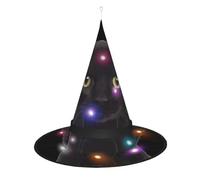 JaoXer Chapeau de sorcière noir mignon avec lumières LED pour Halloween, bal masqué, carnaval et Noël