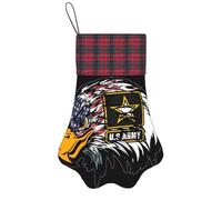 JaoXer Chaussette de Noël avec motif drapeau américain de l'armée américaine - Imprimé double face pour une décoration festive - Décoration de cheminée familiale unique