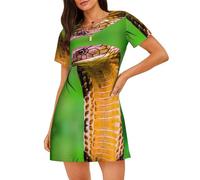 JaoXer Chemise de nuit à manches courtes pour femme - Imprimé serpent cobra - Robe de nuit ample pour l'été - Respirante - Robe t-shirt de sommeil, Noir/blanc, 3XL