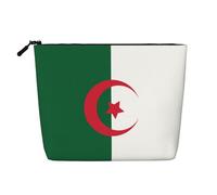 JaoXer Drapeau de l'Algérie Imprimer Faux Chanvre Trousse de Maquillage - Organisateur de Toilette Voyage Organisateur Cosmétique Réutilisable Pochette Cosmétique Un Pack pour Usages Multiples